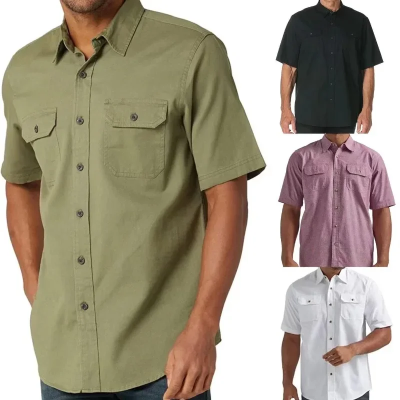 

New Mens Business Shirt Fashion Solid Casual Short Sleeve Shirt for Men