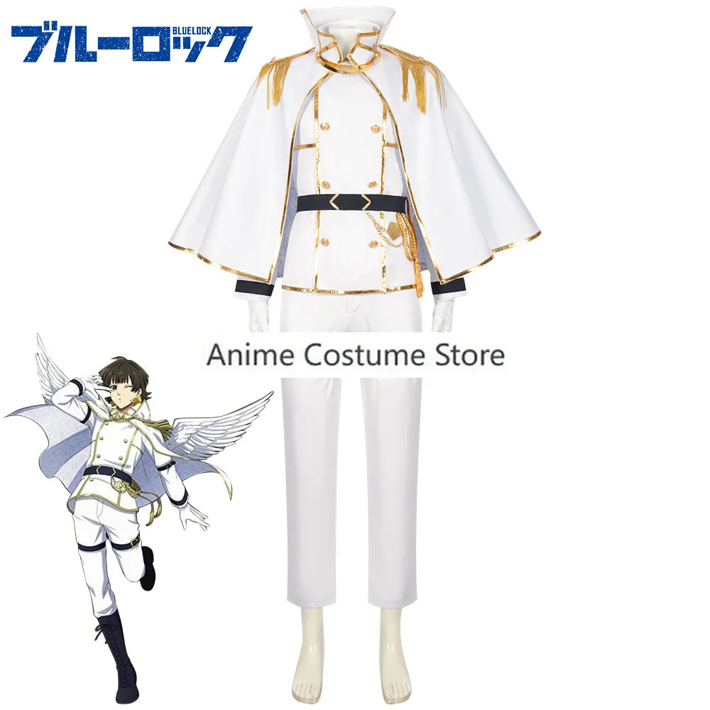 Anime Blue Lock Cosplay  Bachira Meguru Cosplay Blue Lock Angels And Demons White Uniform Nagi Seishiro Men Hallowen Party Suit