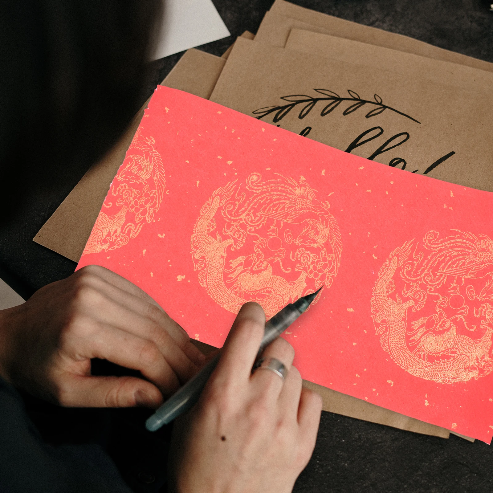 

Thicken Couplet Paper Year Rice Red Chinese Calligraphy and Painting Stationery