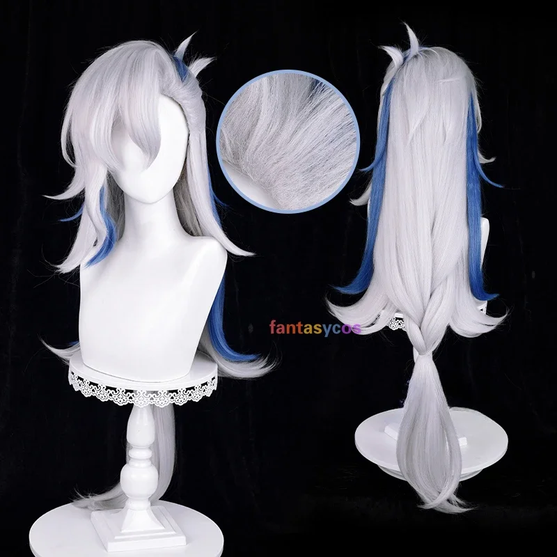 

Neuvillette Wig Cosplay Game Genshin Impact Blue White Hair Neuvillette Cosplay Fontaine Heat Resistant Synthetic Wigs + Wig Net