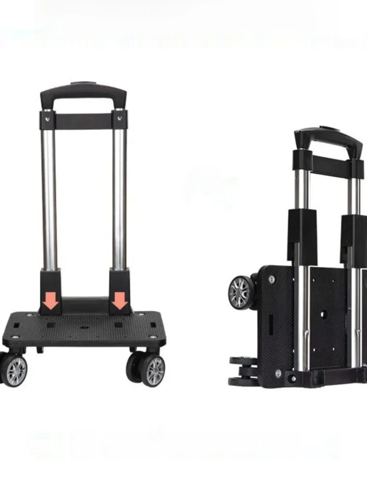 Portable Aluminum Alloy Retractable Handle Shopping Cart Vegetable Buying Hand-Pulled Cart Foldable Utility Cart for Home Use