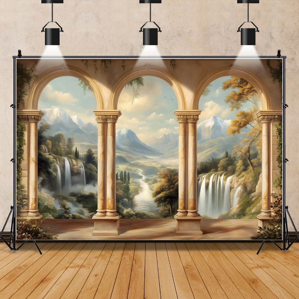 خلفية تصوير مشهد جدار القصر ، العمارة الرومانية العتيقة ، ملصق ديكور حفلة عيد الميلاد ، خلفية تصوير ضوئي