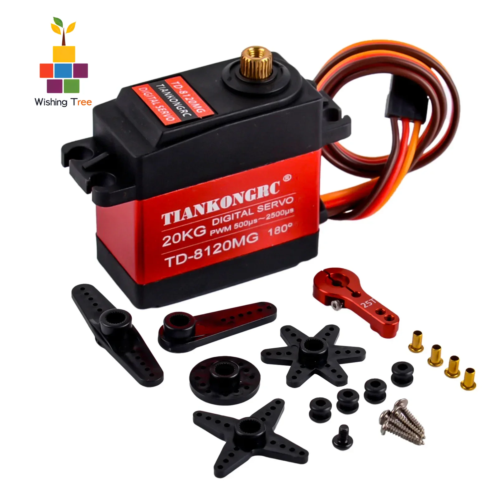 TD-8120MG 20KG 고토크 디지털 서보 방수 메탈 기어(RC 자동차/로봇용, 25T 암 포함)