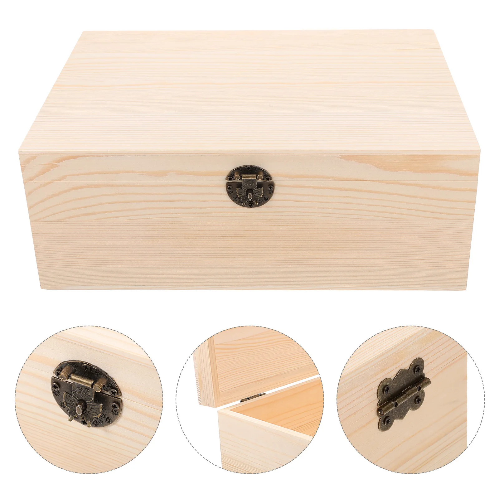 

Wooden Jewelry Box Rustic Hinged Lid Multipurpose Organizer Storage Case for Rings Earrings Necklaces Bracelet Watches