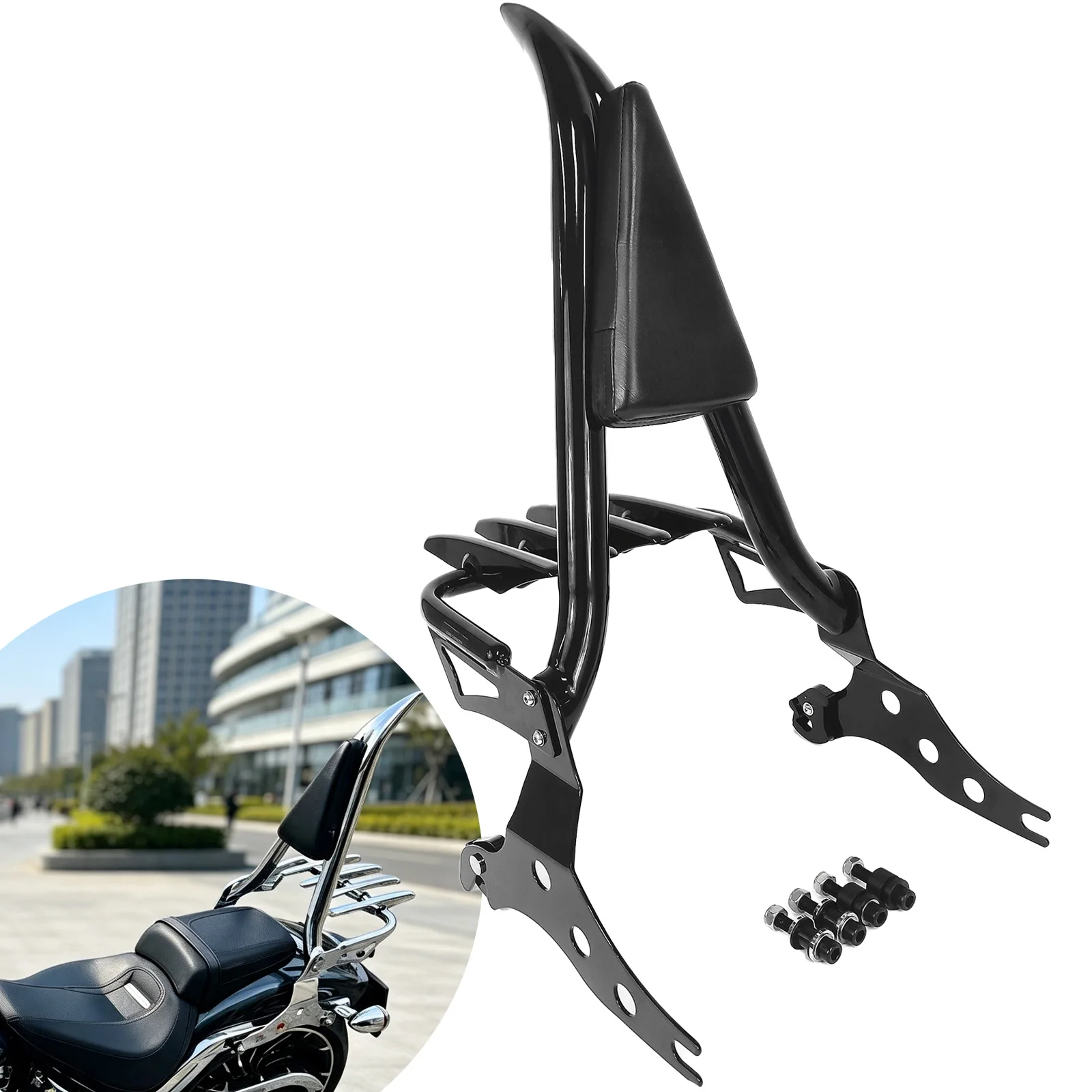 For Harley Softail Fat Boy 2018-2026 Breakout FXBR 2013-2026 Detachable Motorcycle Backrest Passenger Sissy Bar & Luggage Rack