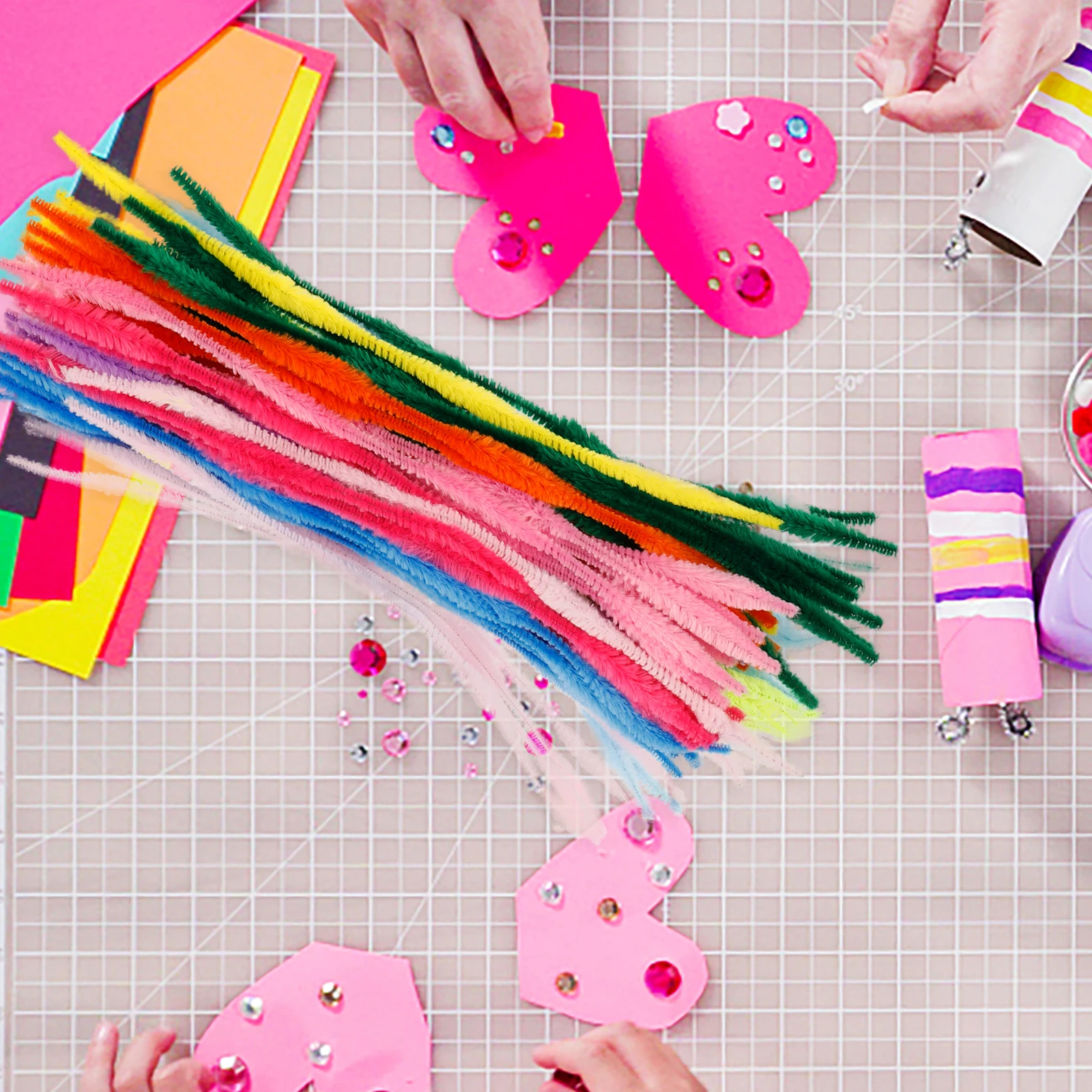 

100Pcs Chenille Stems Bright Flexible Twisted Sticks for DIY Crafts Kids Handwork Art Supplies Classroom Creative Craft Cleaners