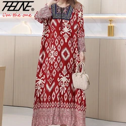 Oversized Summer Dress Women Plus Size Clothing Bohemian Beach Korean Style Floral Vintage Vestidos Robe Loose Long Maxi Dresses