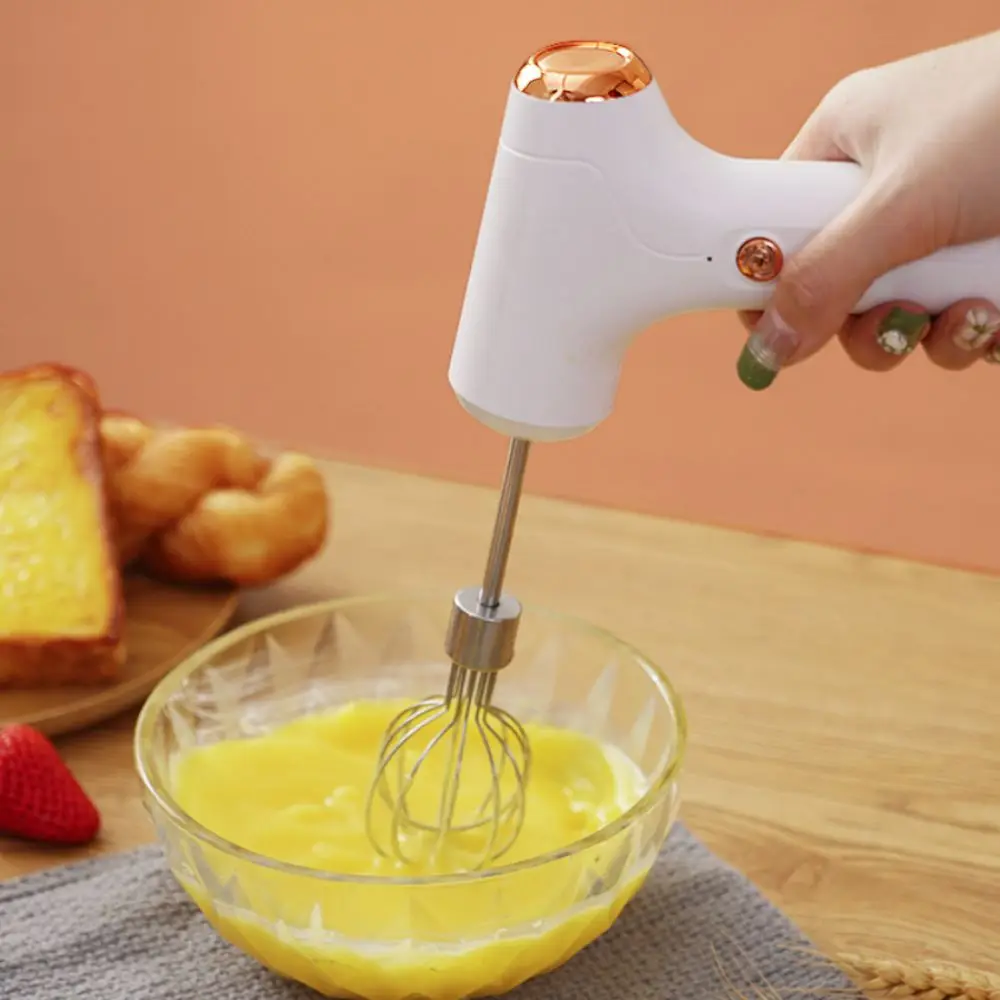 Wireless Electric Egg Beater with Replacement Head Rechargeable Cream Whisk 3 Speed Long-lasting Battery Life