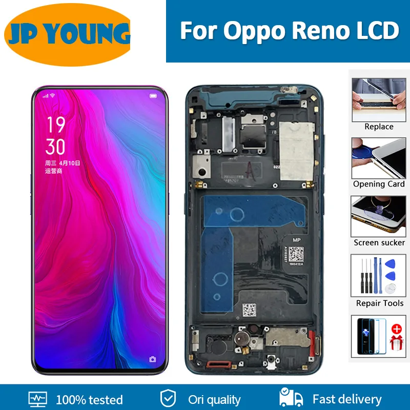 6.4\'\' Super AMOLED lcd For Oppo Reno LCD Display Screen Touch Digitizer For Oppo Reno Display PCAM00 PCAT00 CPH1917 Replacement