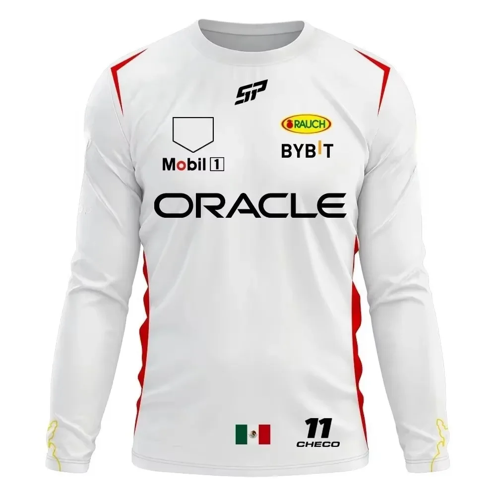 F1 Team Langarm-T-Shirt Edition Extra Large Herren-T-Shirt 2024 Team Checo 11 Fahrerbekleidung T-Shirt Familien-Set – Detail 5