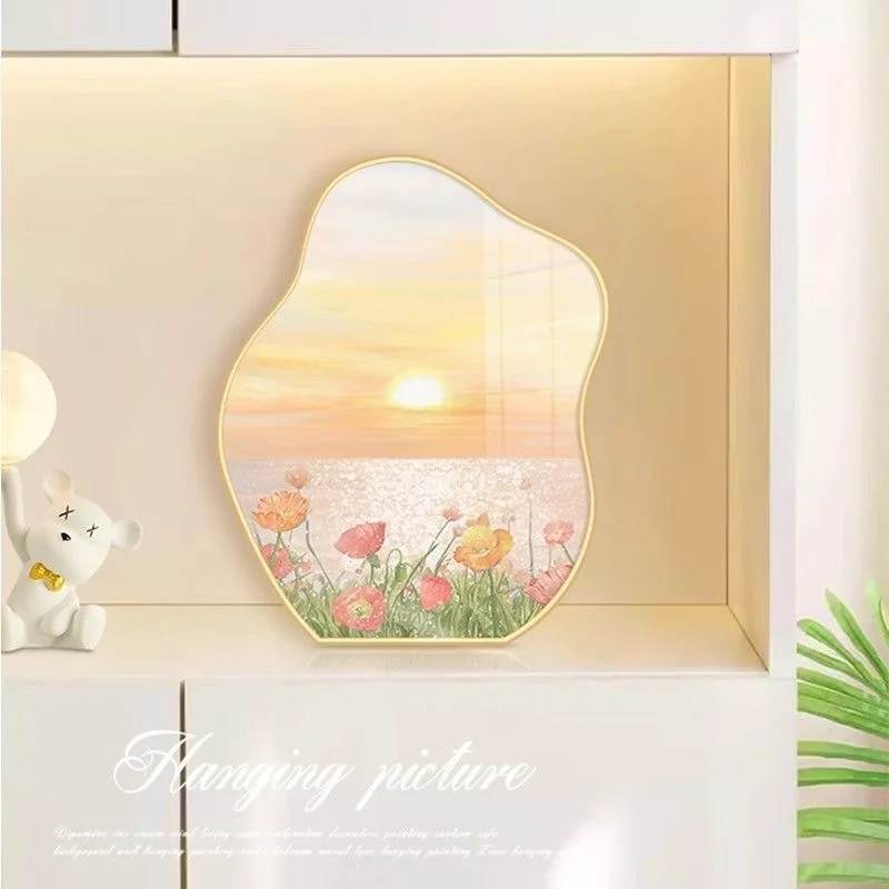 10-inch, 20x25cm Creamy Style Mountain Wild Sun Scenery Picture Screen Curtain TV Stand, Study Bedside Decorative Painting