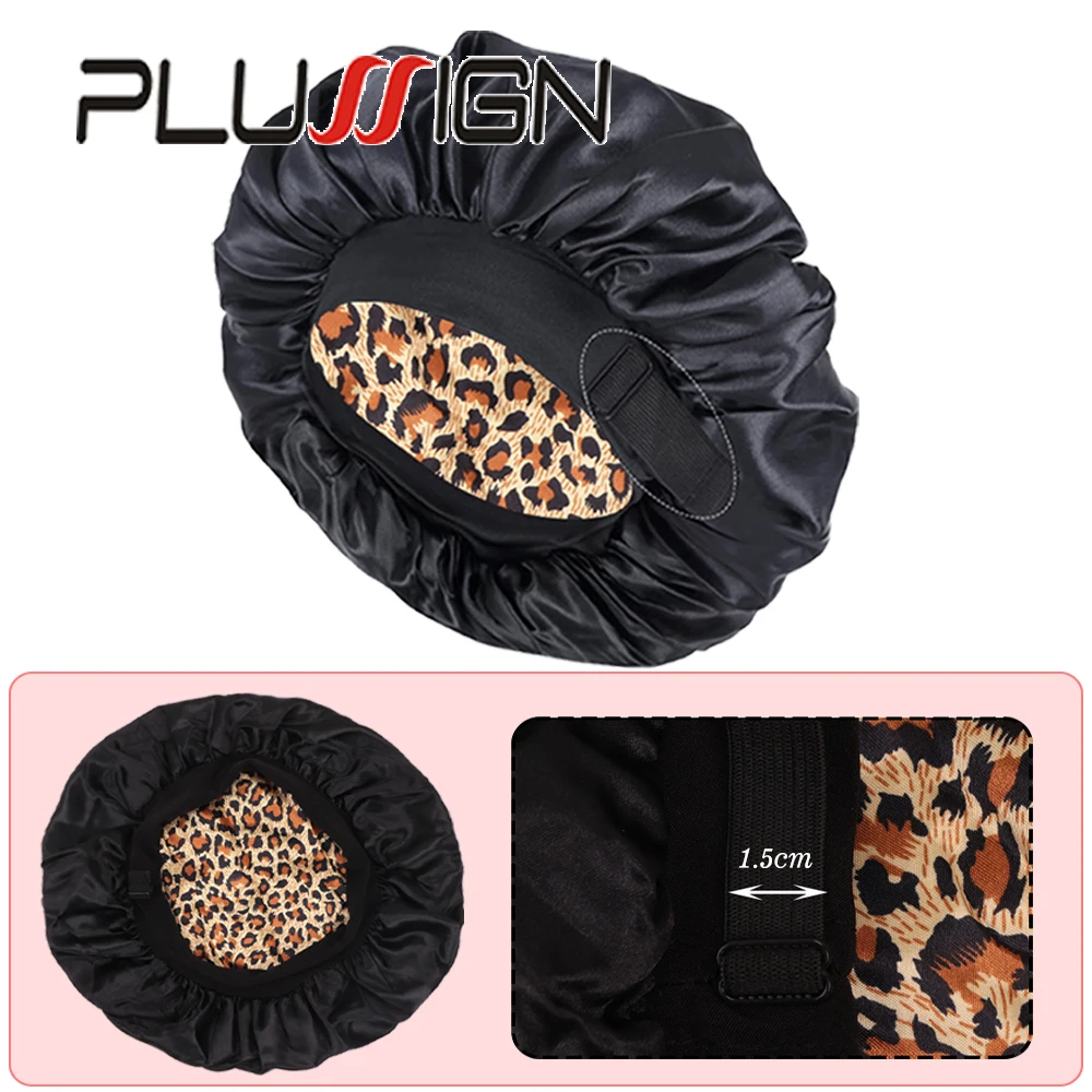 

Двухцветные регулируемые чепчики для защиты волос, двухслойный шелковый чепчик для сна, двусторонняя двухслойная широкополосная шапочка для сна