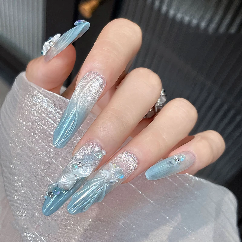 ชุดตกแต่งเล็บ 50 ชิ้น ลายมหาสมุทร ประดับมุก เปลือกหอย พลอยเทียม ปลาดาว สำหรับตกแต่งเล็บ