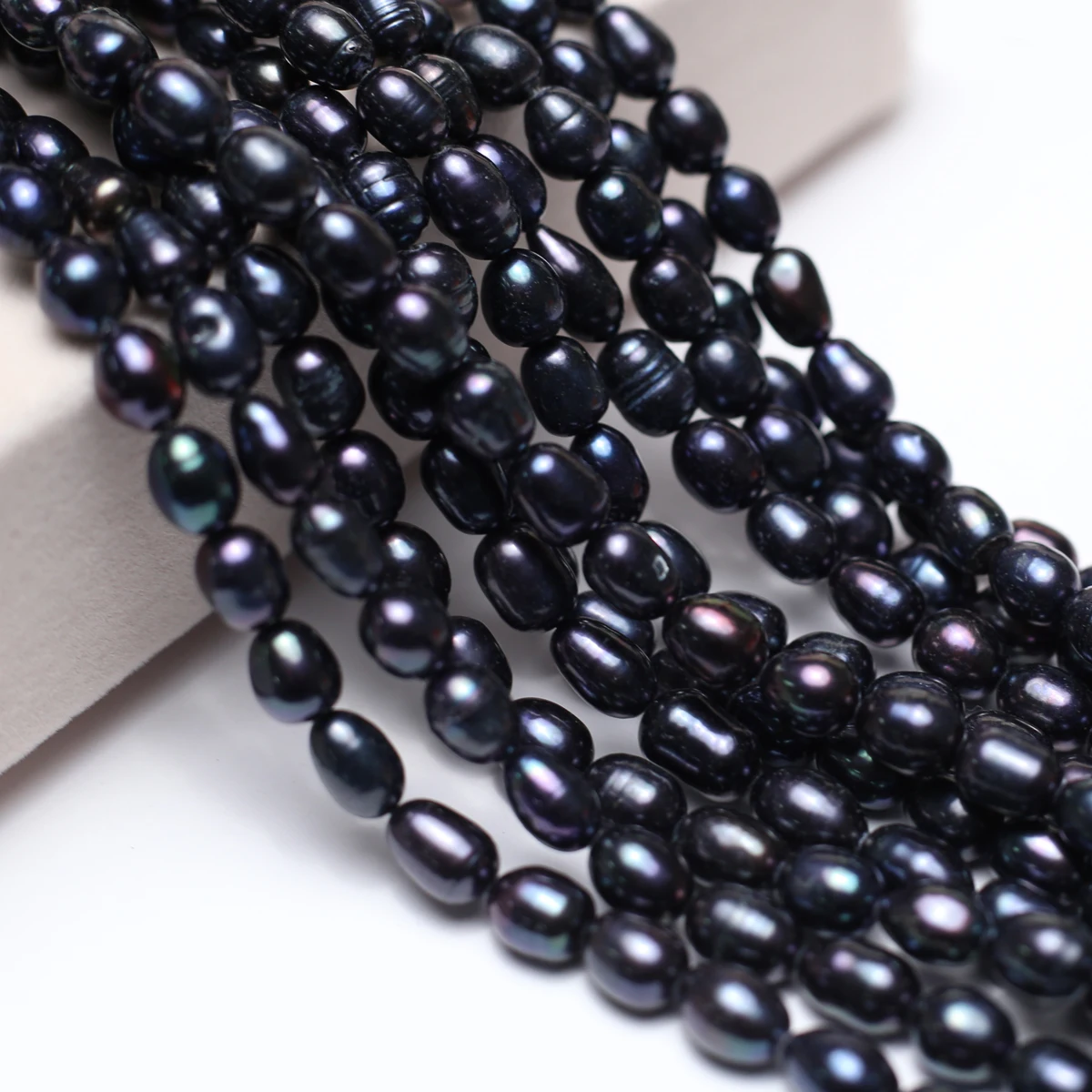 Natürliche schwarze Perlenperle in Reisform, lose Distanzperlen für die Herstellung von Schmuck, DIY-Armband, Halskette, Zubehör, 3–9 mm – Detail 4