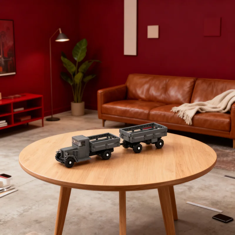 

281 деталь MOC: Грузовик ЗИС-5 времен Второй мировой войны с прицепом, советская модель в масштабе 1:45, конструктор, креативный подарок, декор для витрины, премиум-качество