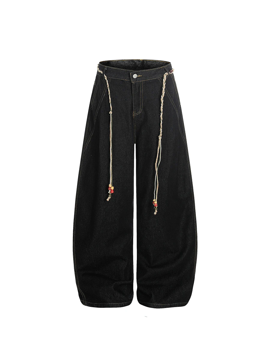 

Retro American Splicing Wide Leg Jeans Men's Loose Fit Casual Straight Leg Trousers for Men And Women Street Sle Jeans