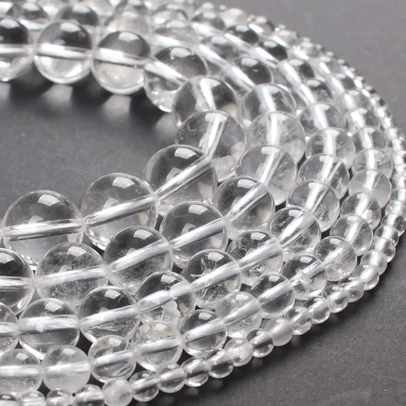 100% Natural Stone Clear Quartz Rock Crystal Round Loose Beads 4 6 8 10 12mm For Bracelets Necklace Jewelry Making