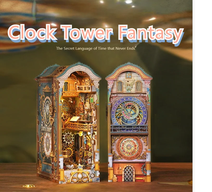 

DIY Wooden Book Nook Insert Kit with LED Lights Magic House Dollhouse Building Set Casa Bookend Home Decor Gift