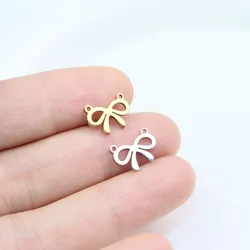 10pcs Stainless Steel Mini Bow Jewelry Charms Pendant DIY Handcraft Waterproof Antiallergic
