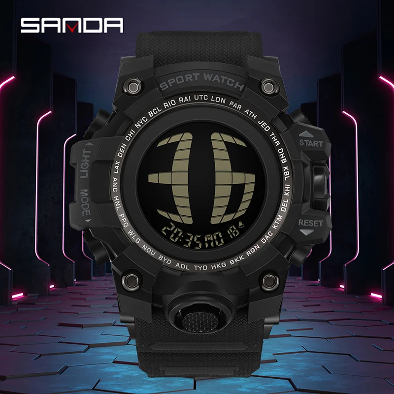 Fashion SANDA New 2200 Student Electronic Watch Sports Multifunctional Timing Waterproof LED Student Electronic Digital Watch