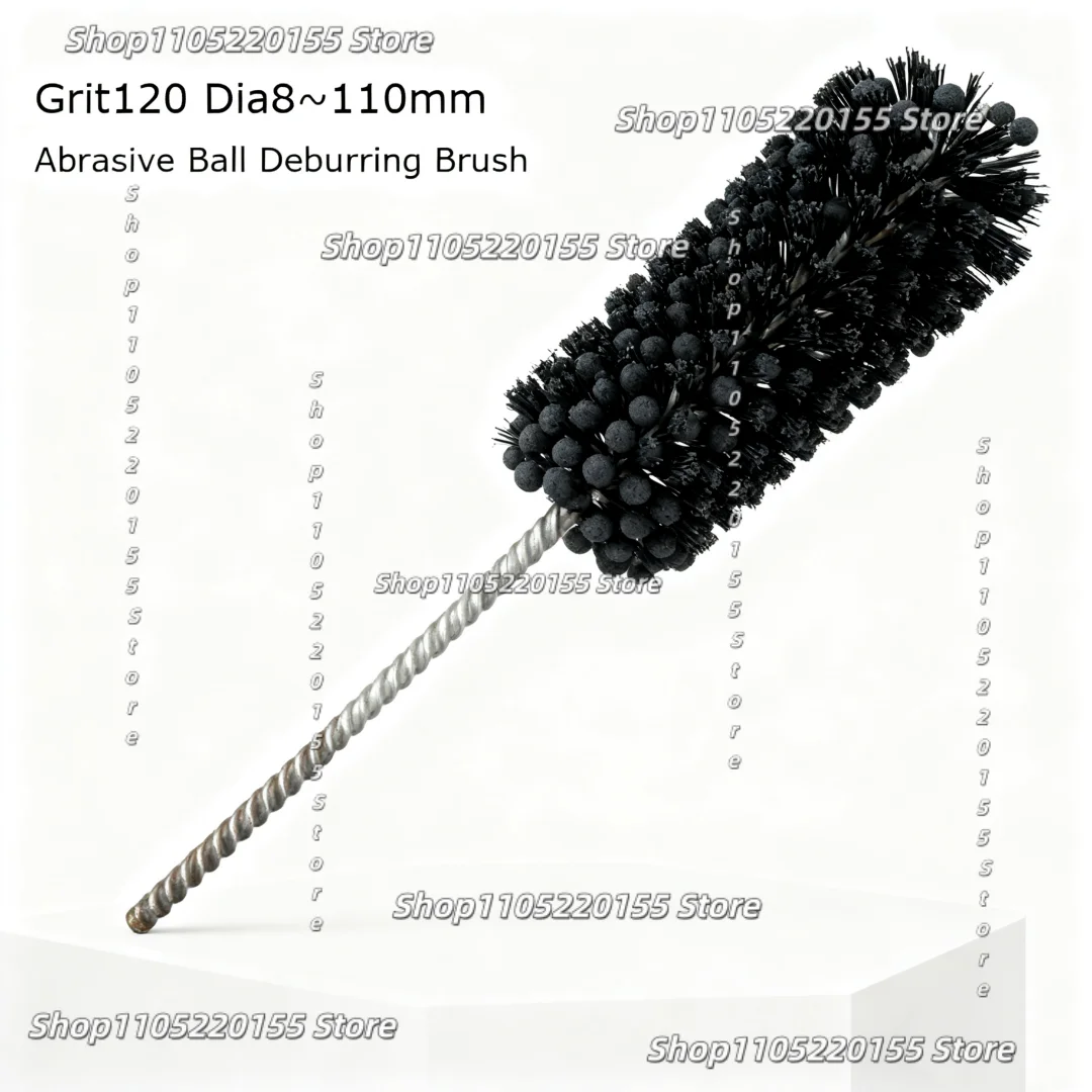 1pc Grit120 Dia8~110mm Abrasive Ball Deburring Brush Inner Hole Grinding Head Pipe Polishing Brush Tube Cleaning Cylinder Brush