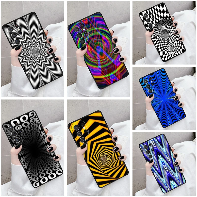 Phone Case For Samsung Galaxy S24 S23 S21fe S22 Ultra Plus Note 10 20 S8 S9 S10 Cover Optical Illusion Print