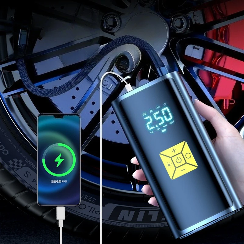 Air Compressor Portable Car Air Pump Wireless Car Tyre Inflator 12V Tire Air Injector For Bicycle Tire Fill Pump Digital Display
