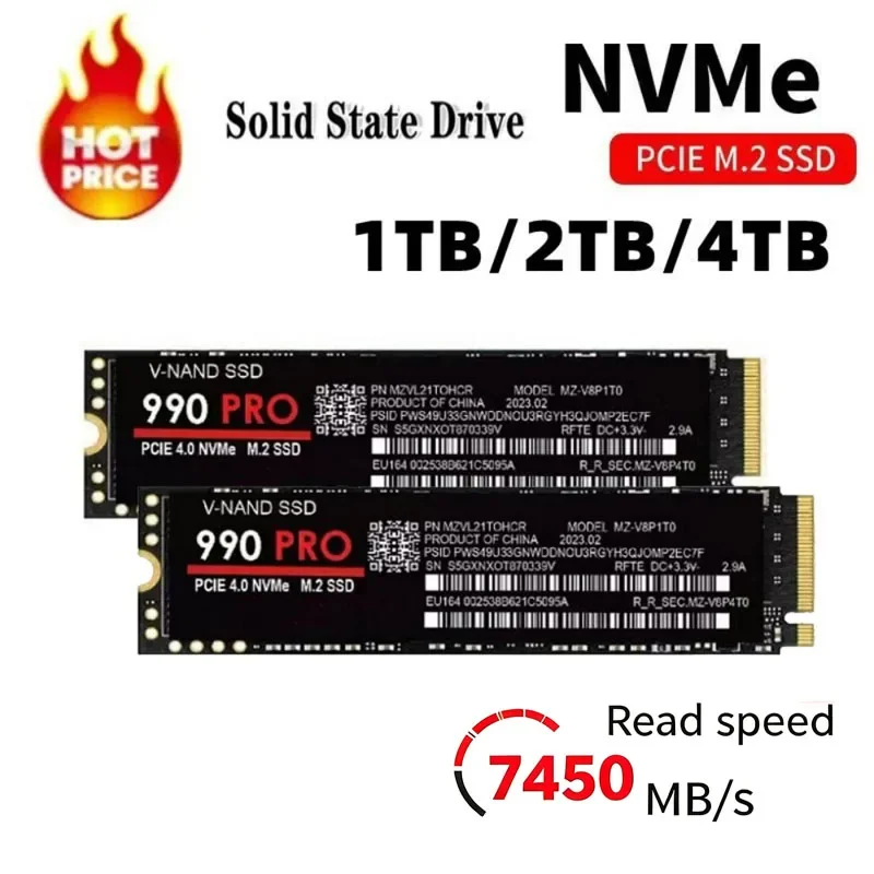 Gaming SSD high speed 990 PRO PCIe 4.0 NVMe 4.0 M.2 2280 1TB 2TB 4TB SSD Internal Solid State Hard Drive For Laptop PC PS4