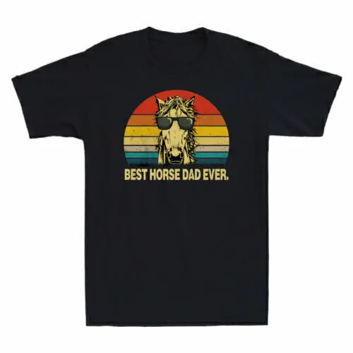 Best Horse Dad Ever Funny Animal Lovers Men's Vintage T-Shirt Father's Day Gift