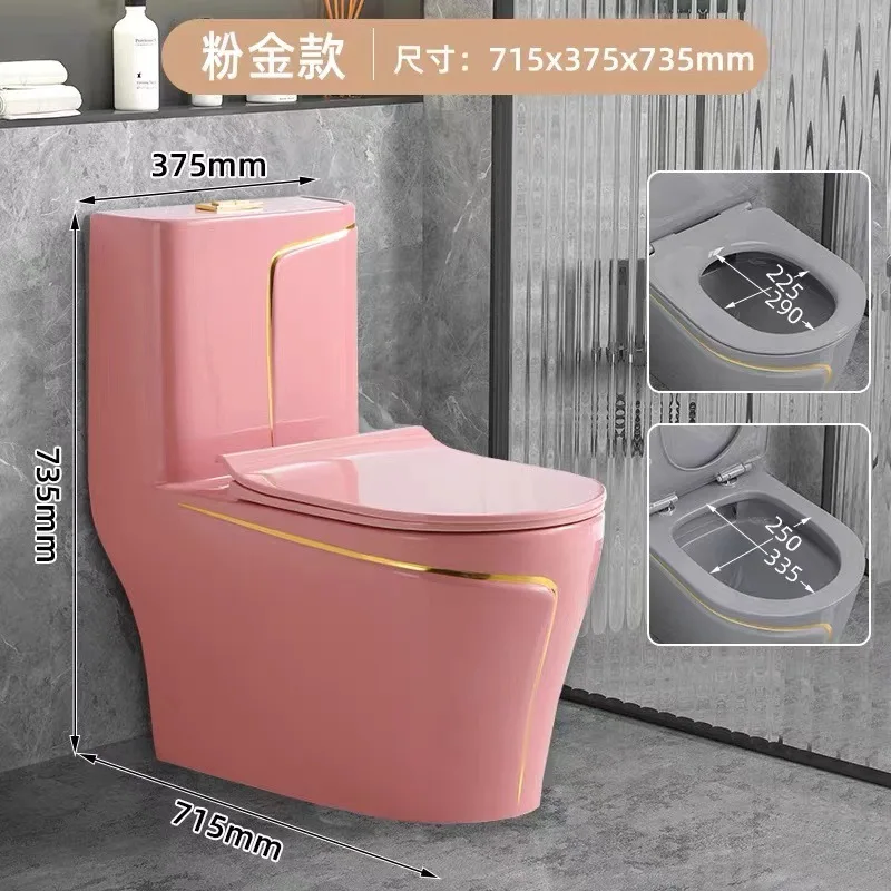 Dubai black toilet with gold trim, european-style commode, large-diameter siphon flushing