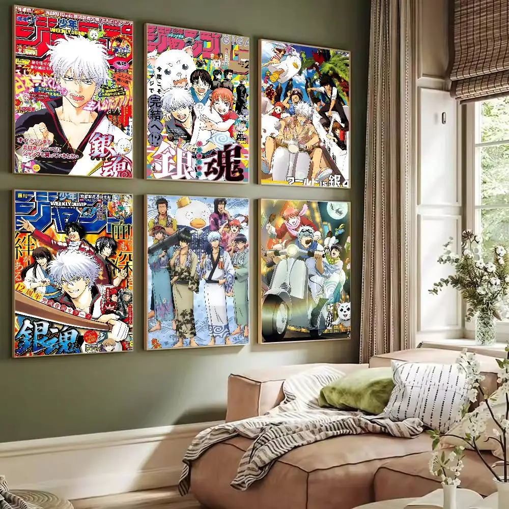 جينتاما أنيمي الفيلم الكلاسيكي المشارك ذاتية اللصق الفن مقاوم للماء ورقة ملصق مقهى بار النوم غرفة جدار ديكور #2