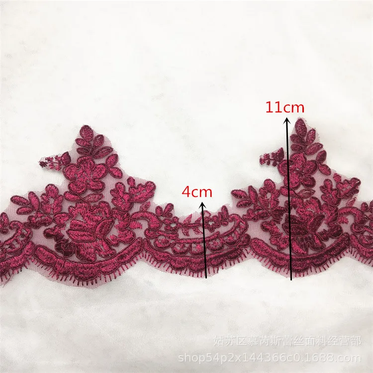 1Yard 11cm wide Camel Burgundy Cording Edge Polyester Embroidery Lace Trim for Bridal Wedding Gown Costume Design Lace Ribbon