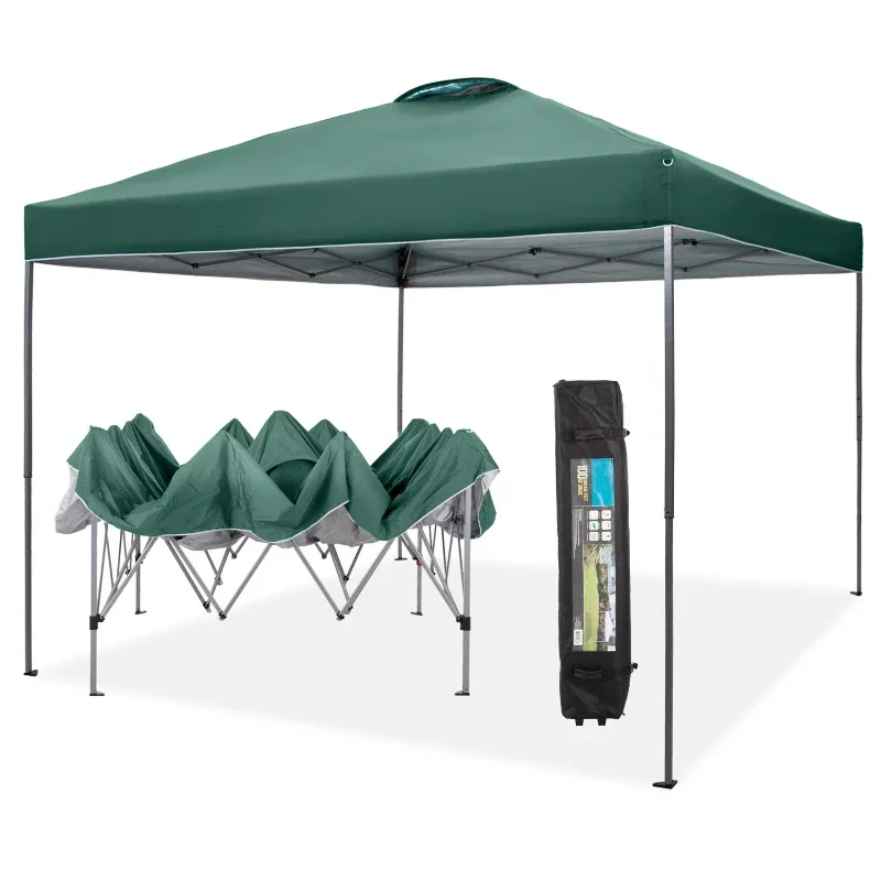 10x10ft Pop-up Canopy Tent Straight Legs Instant Canopy for Outside with Wheeled Bag