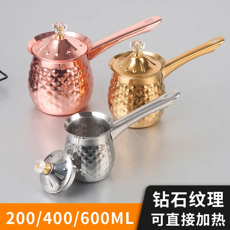 Hand-made coffee pot stainless steel net red hanging ear hand-washed pot metal long handle household teapot hot milk cup.