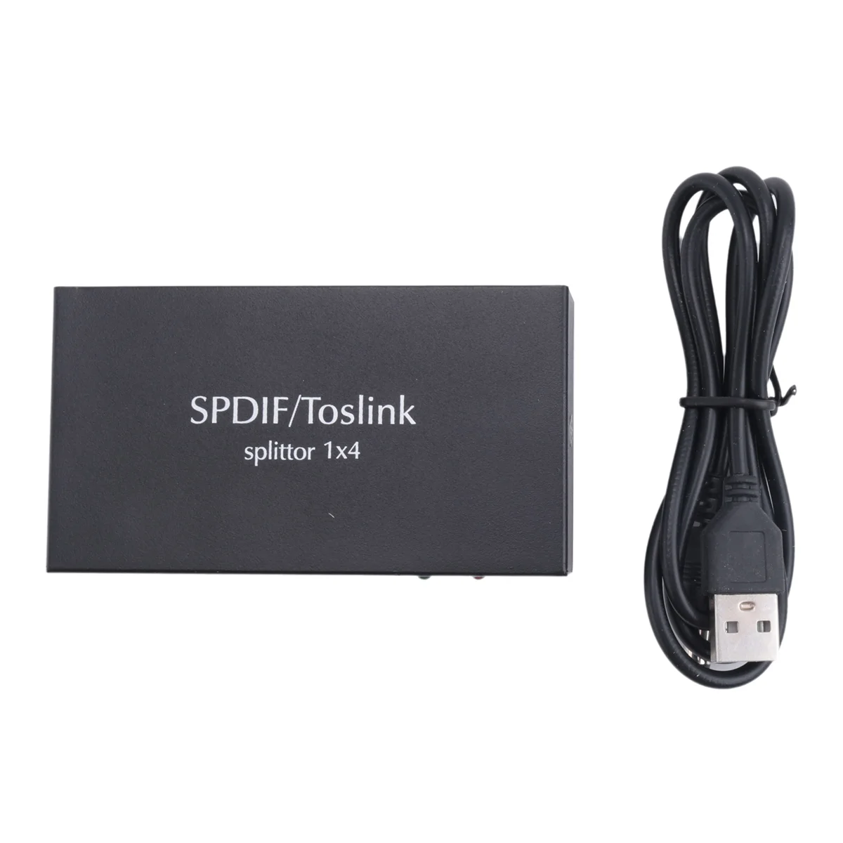 Digital Optical Audio 1X4 Splitter Digital SPDIF Toslink Optical Fiber Audio Splitter 1 in 4 Out Aluminum Alloy(US Plug)