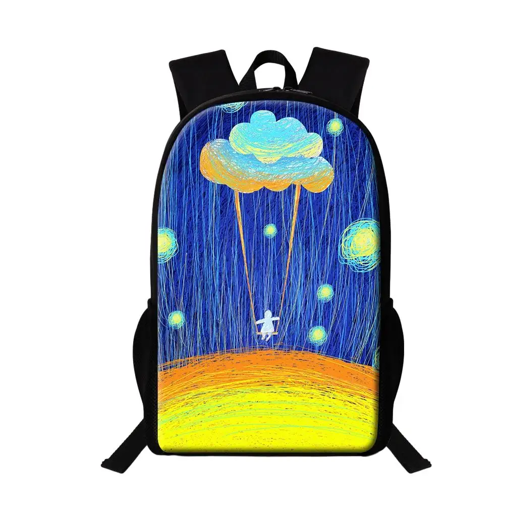 Mochila escolar de 16 pulgadas para niñas adolescentes, mochila multifuncional con pintura al óleo colorida, sublimación para estudiantes de primaria