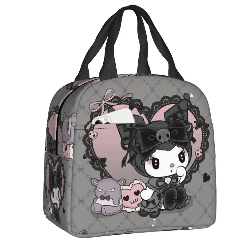 

Custom Kuromi Cute Print Insulated Lunch Bags for Women Fashion Film Portable Cooler Thermal Food Lunch Box Kids School Children
