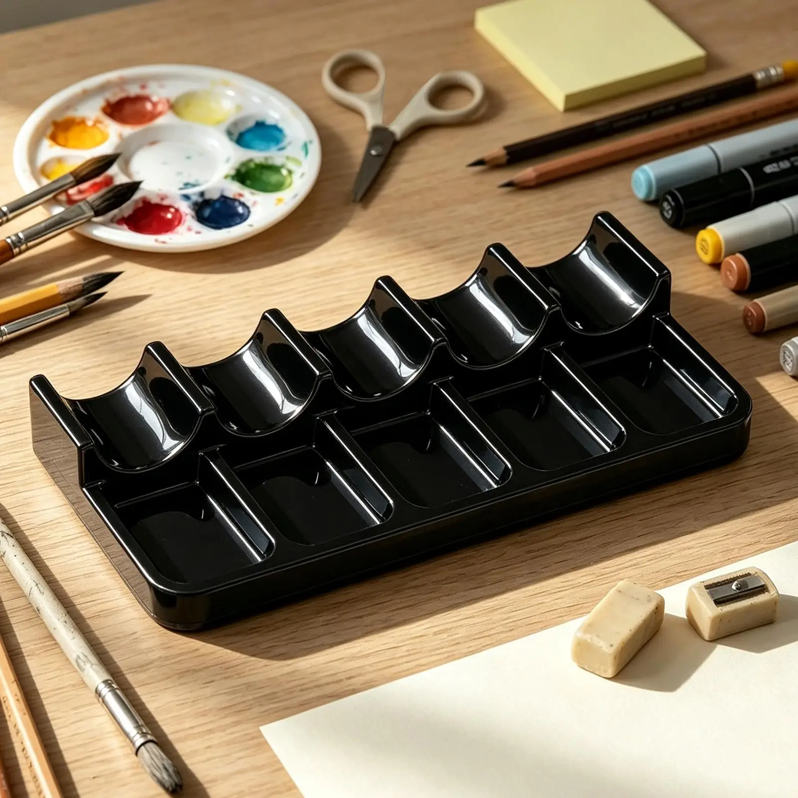 Artist Paint Brush Rest Oil Painting Brush Organizer With 10 Slots Paintbrush Organizer For Painters Artists Students Teachers