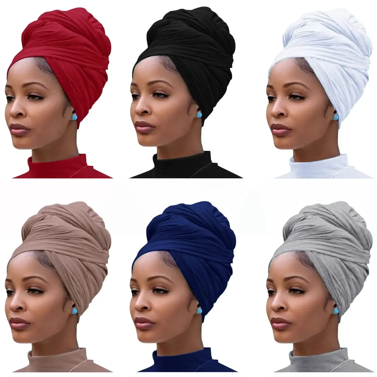 Jersey Turban Stretchy Head Wrap Knit Headwraps Urban Hair Scarf Head Wrap Solid Soft Long Breathable Head Band Tie For Women