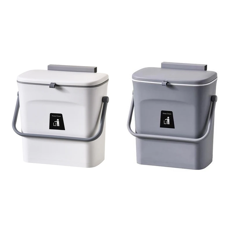 

2.4 Gallon Kitchen Trash Can With Slide Lid,Under Sink Garbage Can, Waste Bins With Inner Barrel,Hang Trash Bin