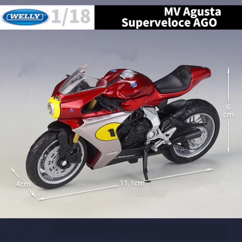 MV Agusta superveloce โมเดลรถจักรยานยนต์แข่งโลหะหล่อจากโลหะแบบจำลอง1:18สำหรับเด็ก