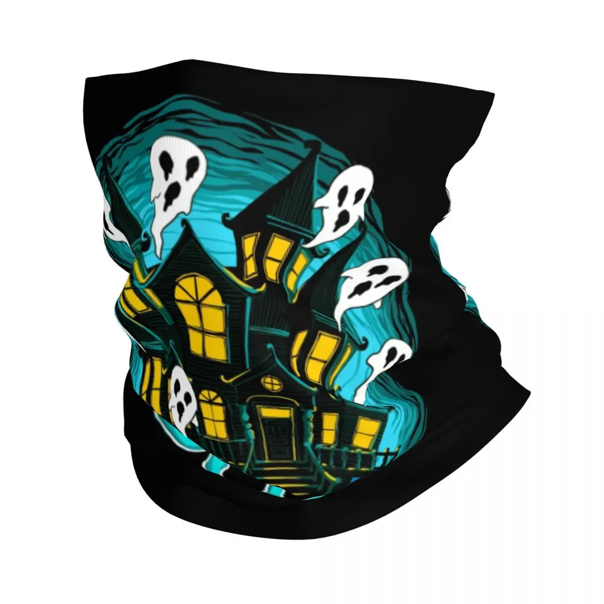 Custom Haunted Mansion Boo Halloween Neck Gaiter Women Men UV Protection Winter Bandana Scarf for Cycling