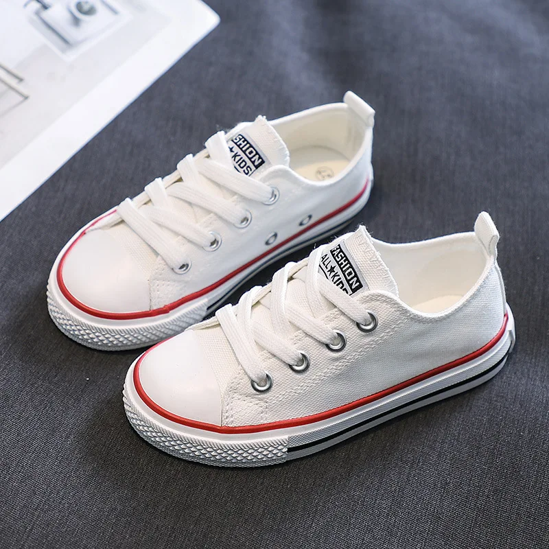 Spring Autumn Children Low-top Canvas Shoes Baby Soft Casual Shoes Girls White Board Sneakers Boys Breathable Canvas Shoes