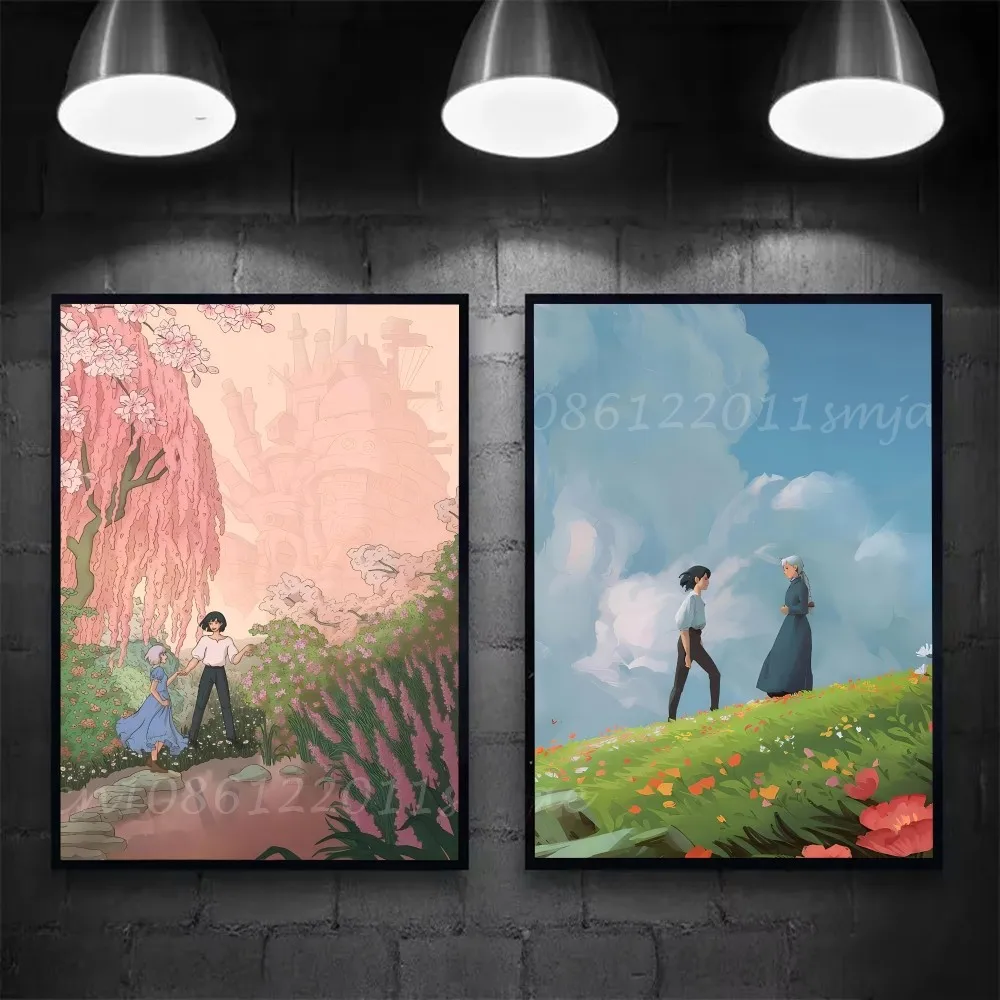 تتحرك H-Howl S-صوفي القلعة المشارك ذاتية اللصق الفن ورق مقاوم للماء ملصق مقهى بار غرفة جدار ديكور