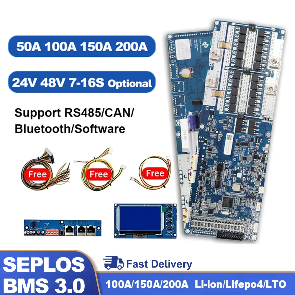 

Seplos Bms 3.0 Smart Bms 100A/150A/200A 24V/48V 13S 14S 8S 15S 16S LFP with Bluetooth LCD Screen BMS Li-Ion LiFePO4 Battery