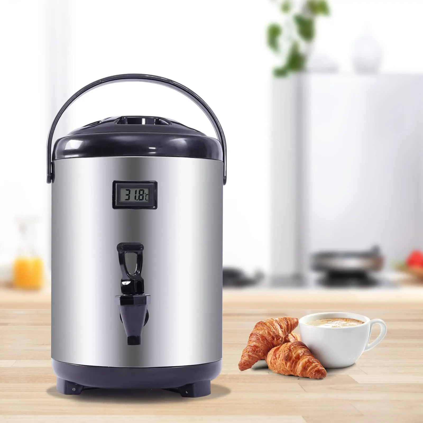 

8L Stainless Steel Insulated Beverage Dispenser – Insulated Thermal Hot and Cold Beverage Dispenser with Spigot for Hot Tea & Co