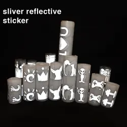 Heat Transfer Clothing Sticker Sliver Reflective Patch Various Styles Cartoon pictures Chest Label Dog Coffee Festival DIY