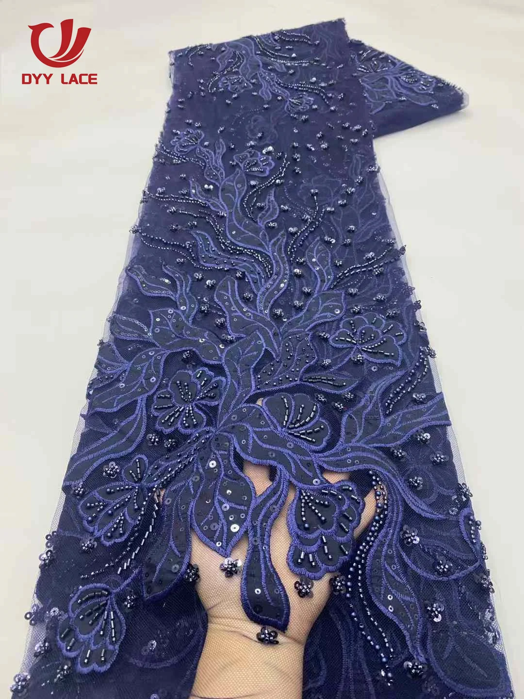 2025 African Nigerian Lace FabricFor Sewing High Quality Velvet Sequins Embroidered Bades Wedding Party Dress 5 Yards