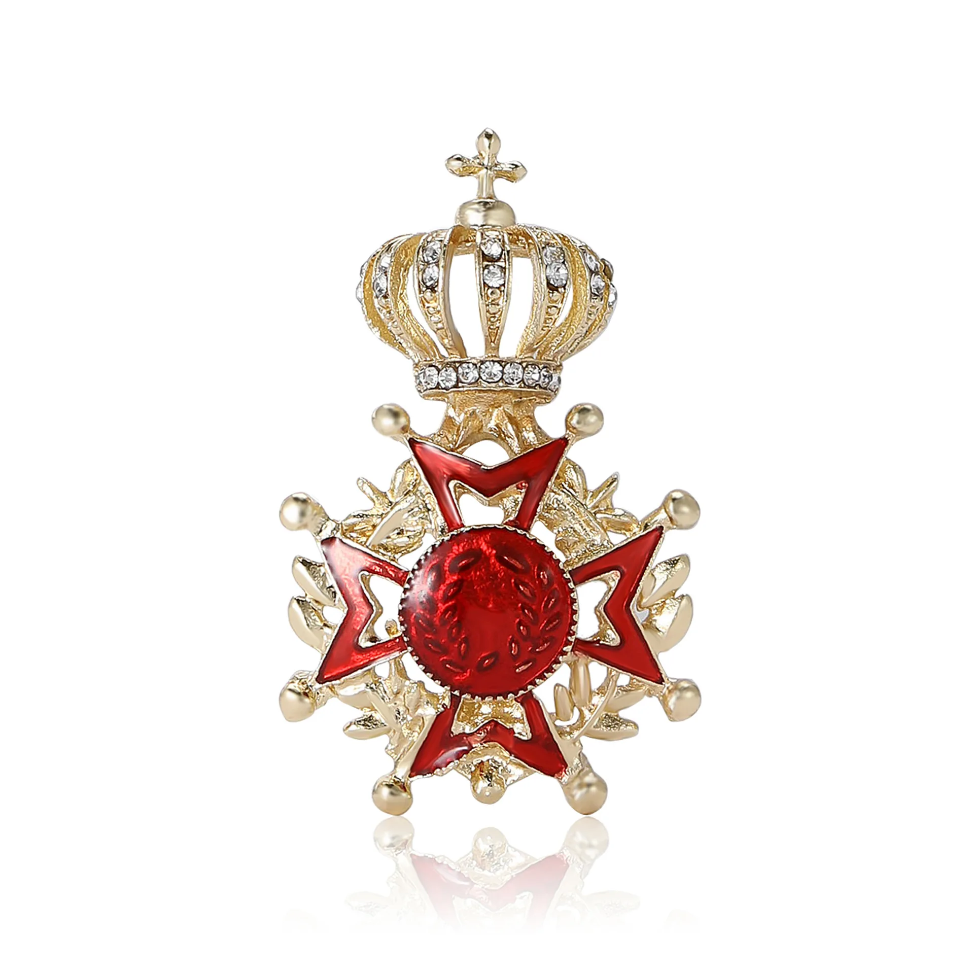 

Fashion Alloy Enamel Crown Medallion Brooch Women's Unisex Pin Clothing Accessory