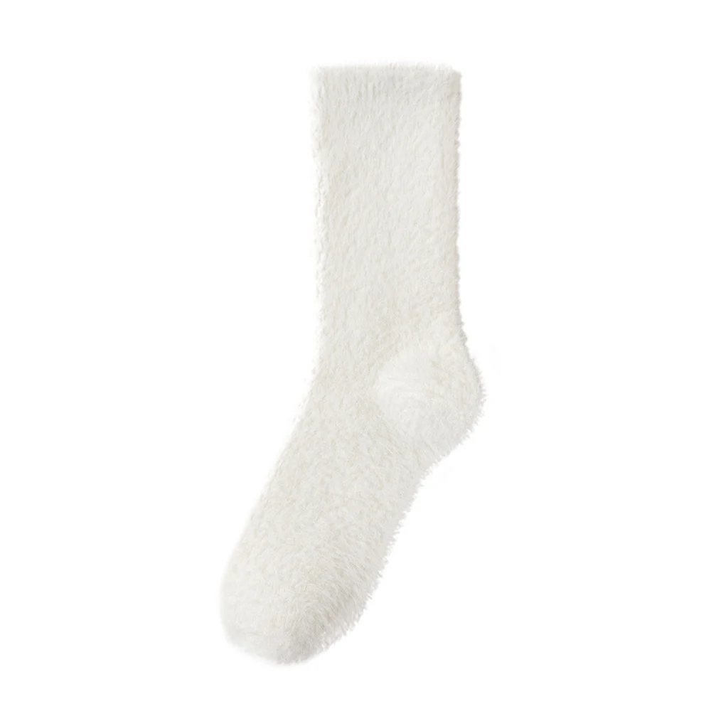 Chaussettes thermiques mi-mollet en peluche pour femmes, document solide, chaussettes mignonnes, chaussettes de sommeil au sol pour femmes, mode automne et hiver, 7 paires